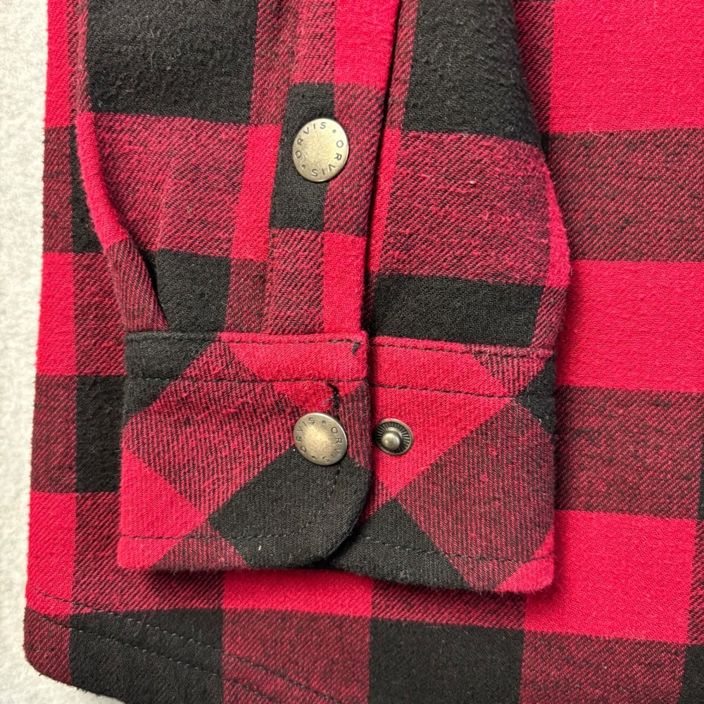 ORVIS Buffalo Plaid Fleece Lined Shirt Jacket Shacket  Red Black Women Size S CH - Picture 10 of 13